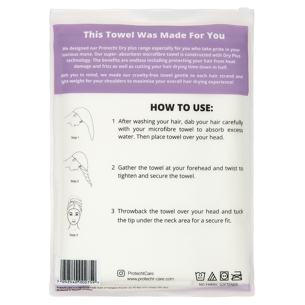 Microfibre Hair Towel - White 4 Microfibre Hair towel White 2